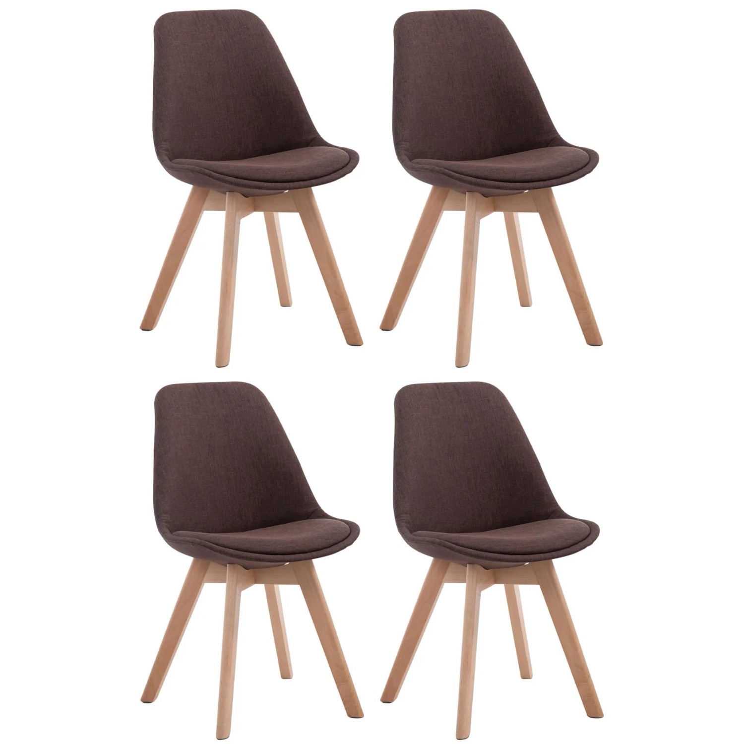 CLP 4er Set Besucherstühle Borneo V2 Stoff Braun/Natura