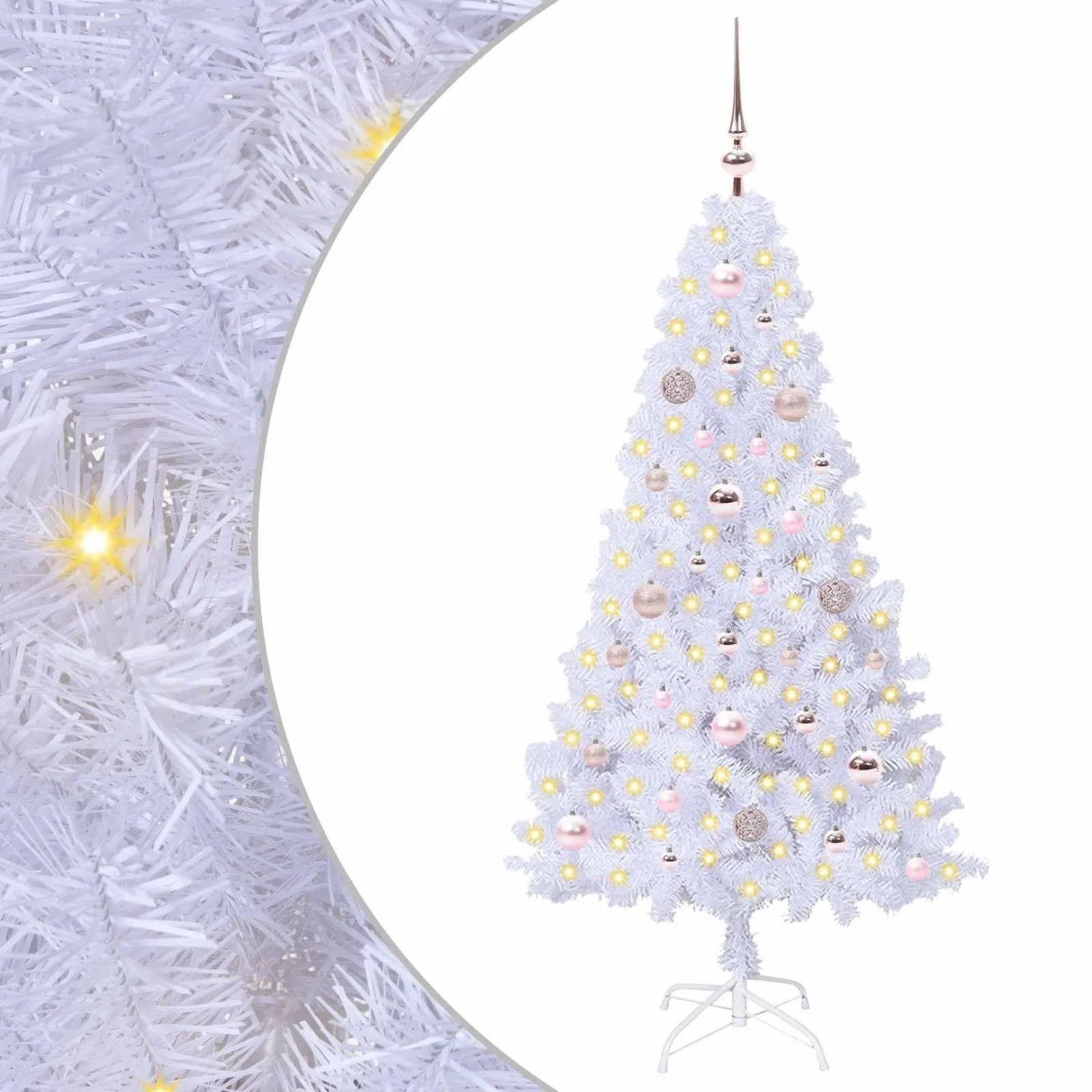 vidaXL Künstlicher Weihnachtsbaum Weiß 150 cm PVC und Stahl 3426760