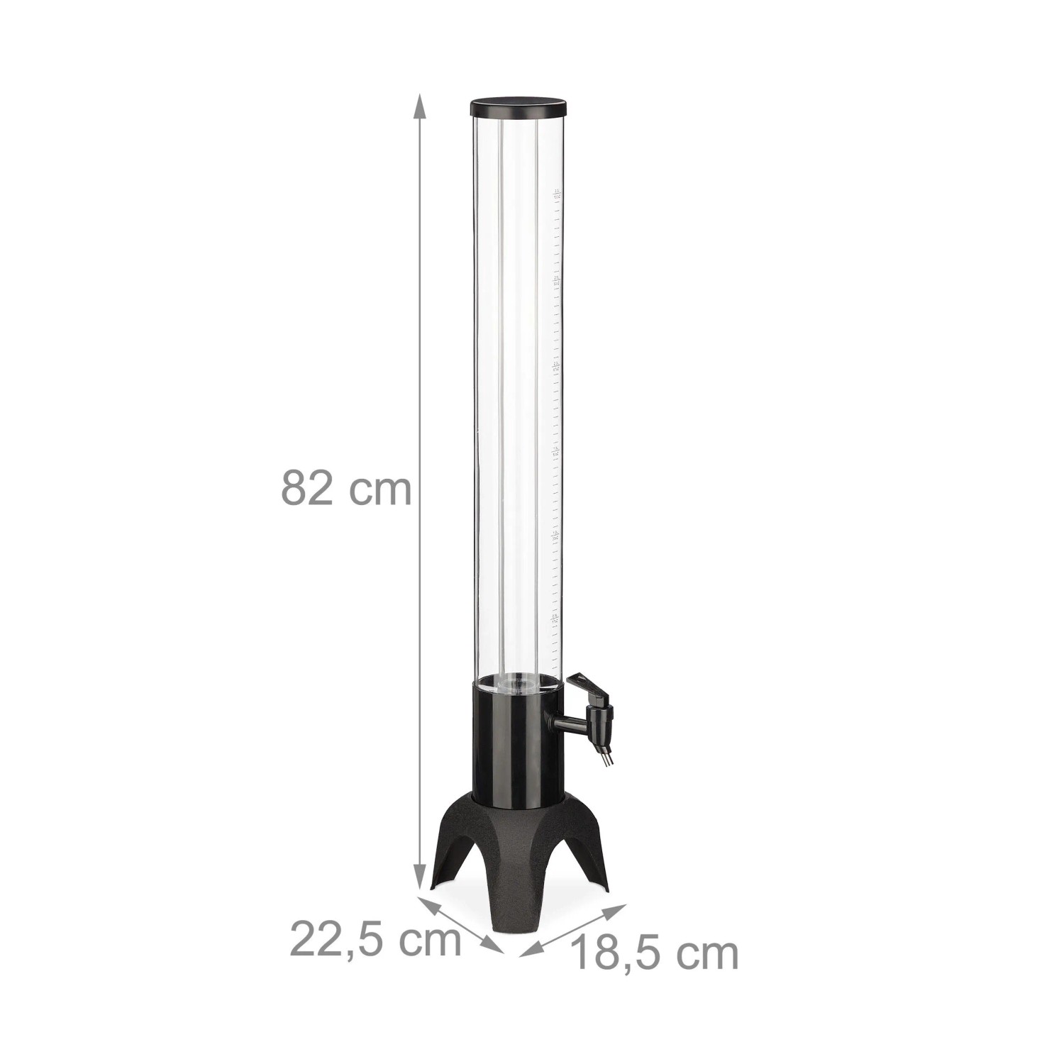 Relaxdays Biersäule Kunststoff Transparent Mit Zapfhahn 82 cm x 18,5 cm x 22,5 cm 1,9 kg_4