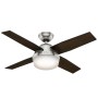 HUNTER Deckenventilator Dante, Nickel gebürstet, 112cm, mit Leuchte und Fernbedienung. Flügel in Eiche schwarz/braun.
