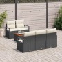 vidaXL Garten-Sofa-Set, 6-teilig, schwarz/weiß. Gartenmöbel aus Rattan mit Tisch und Polstern.