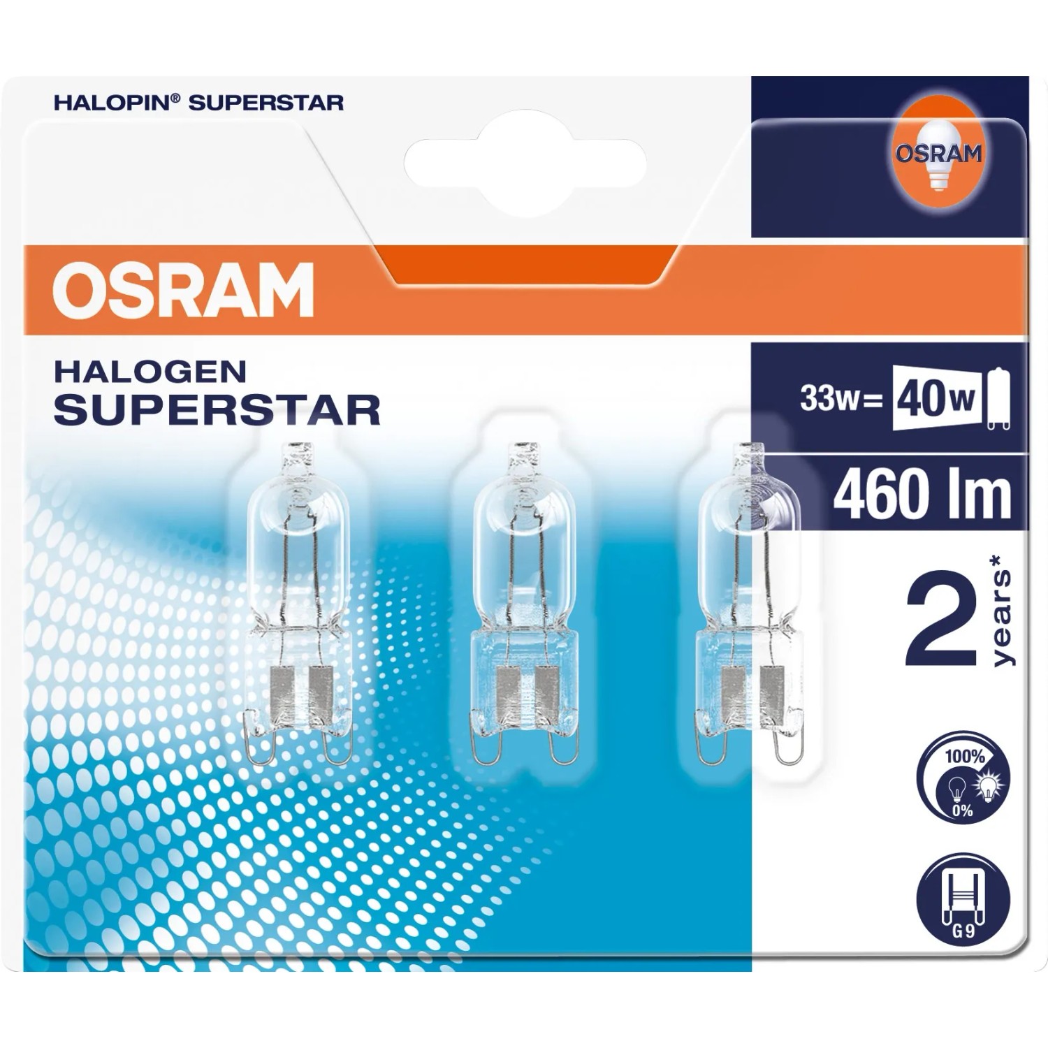 2 Ampoules Halogènes OSRAM G9 33-35W 230V - Blanc Chaud, 460 Lumens, Neuves