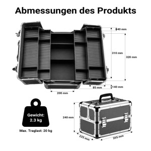 Wiltec Alu Transportkoffer 2 Schlüssel Universalkoffer Werkzeug Mehrzweckkoffer