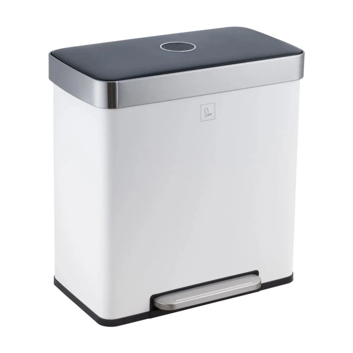 Svita LT2X30 Mülleimer 60l Treteimer 2 Fächer Mit Deckel Weiß