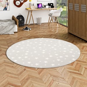 Runder, grauer Kinderteppich mit Sternenmuster (133cm) von Snapstyle.