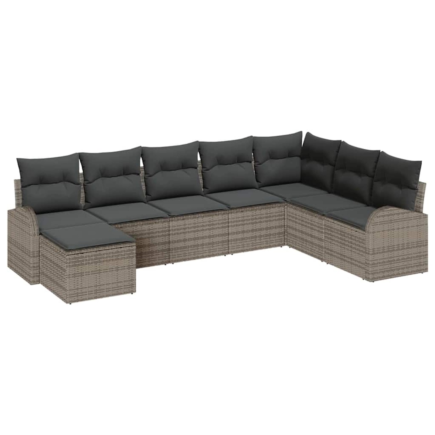 vidaXL Garten-Sofa-Set mit Kissen 8-Tlg Grau Poly Rattan 3346159 günstig online kaufen