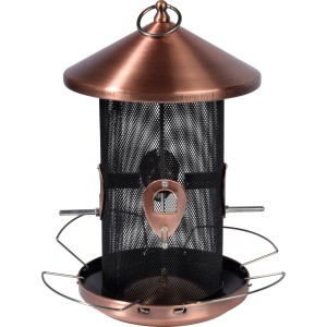 XXL Futterspender aus Metall mit Gitterröhre, 20x20x32cm, für Wildvögel im Garten.