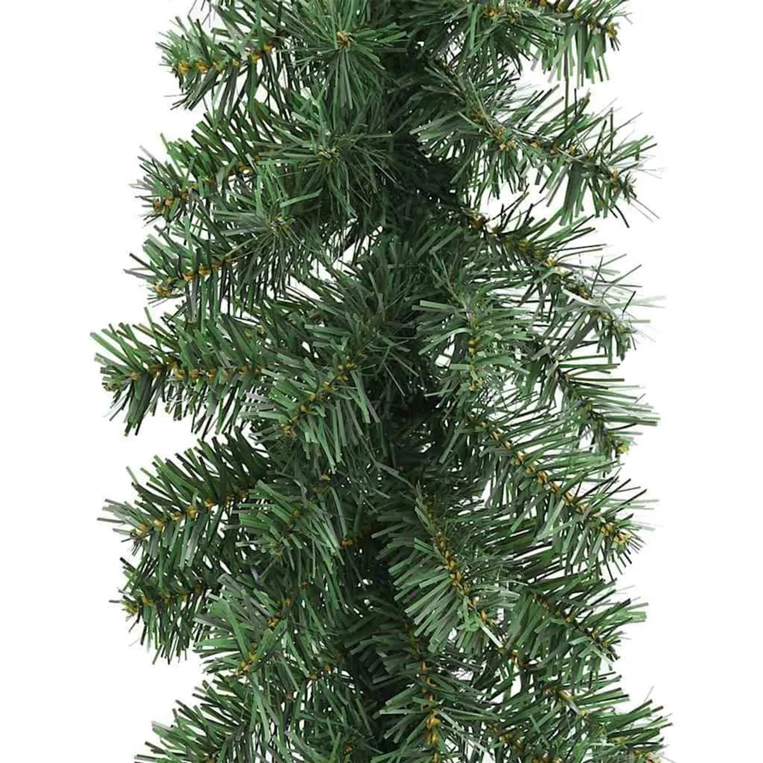 Dichte grüne Weihnachtsgirlande aus PVC mit realistischen Tannennadeln für festliche Dekoration.