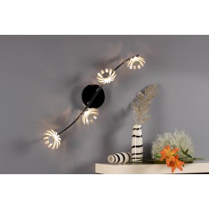 Silberne LED-Deckenleuchte Bloom-Spots, 4-flammig, im floralen Design. Dekorative Lampe für Wohnräume.