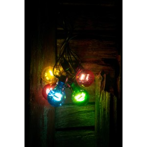Konstsmide LED-Lichterkette mit 5 bunten Leuchtmitteln für den Außenbereich, batteriebetrieben.
