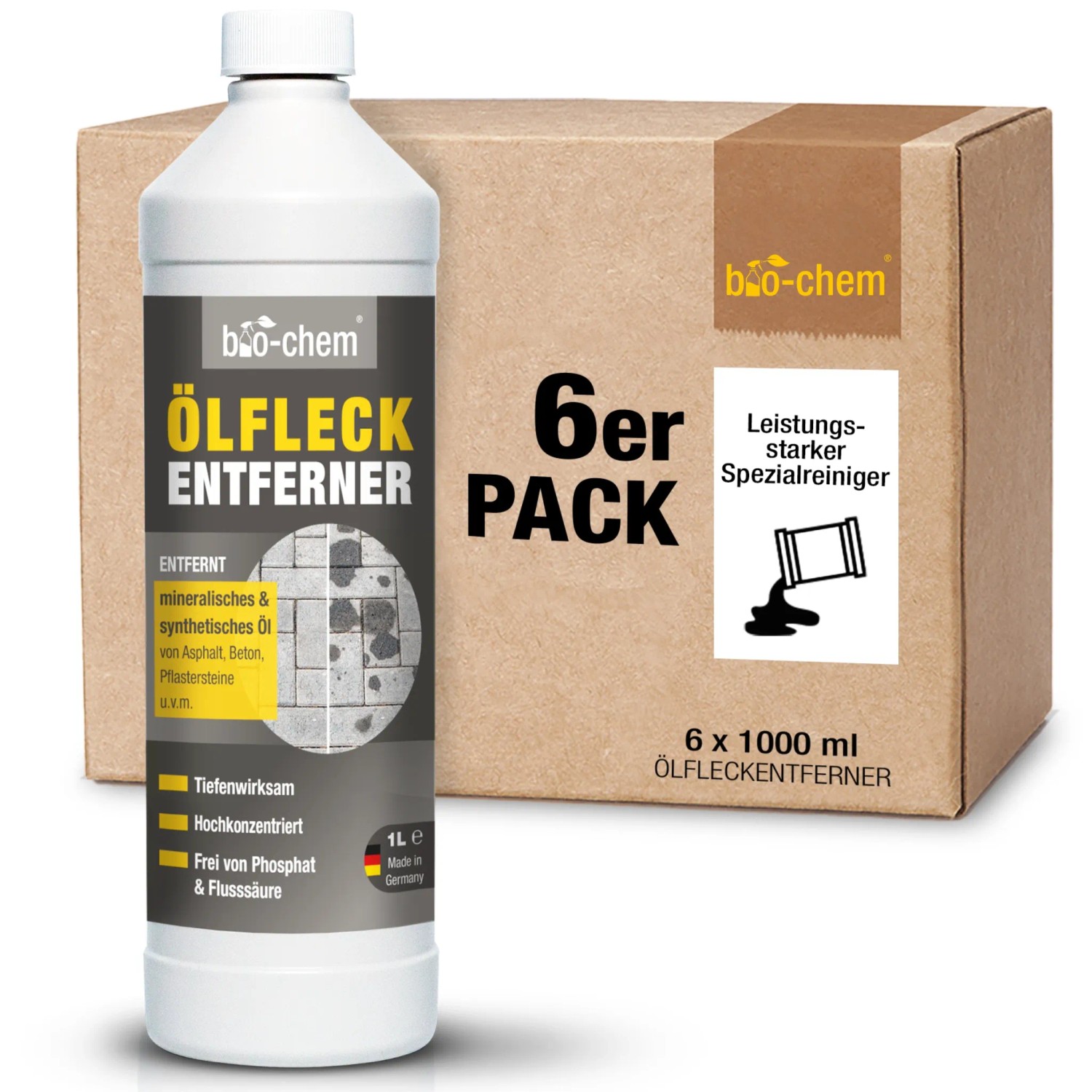 bio-chem Ölfleckenentferner 6x 1, für Pflastersteine und Beton