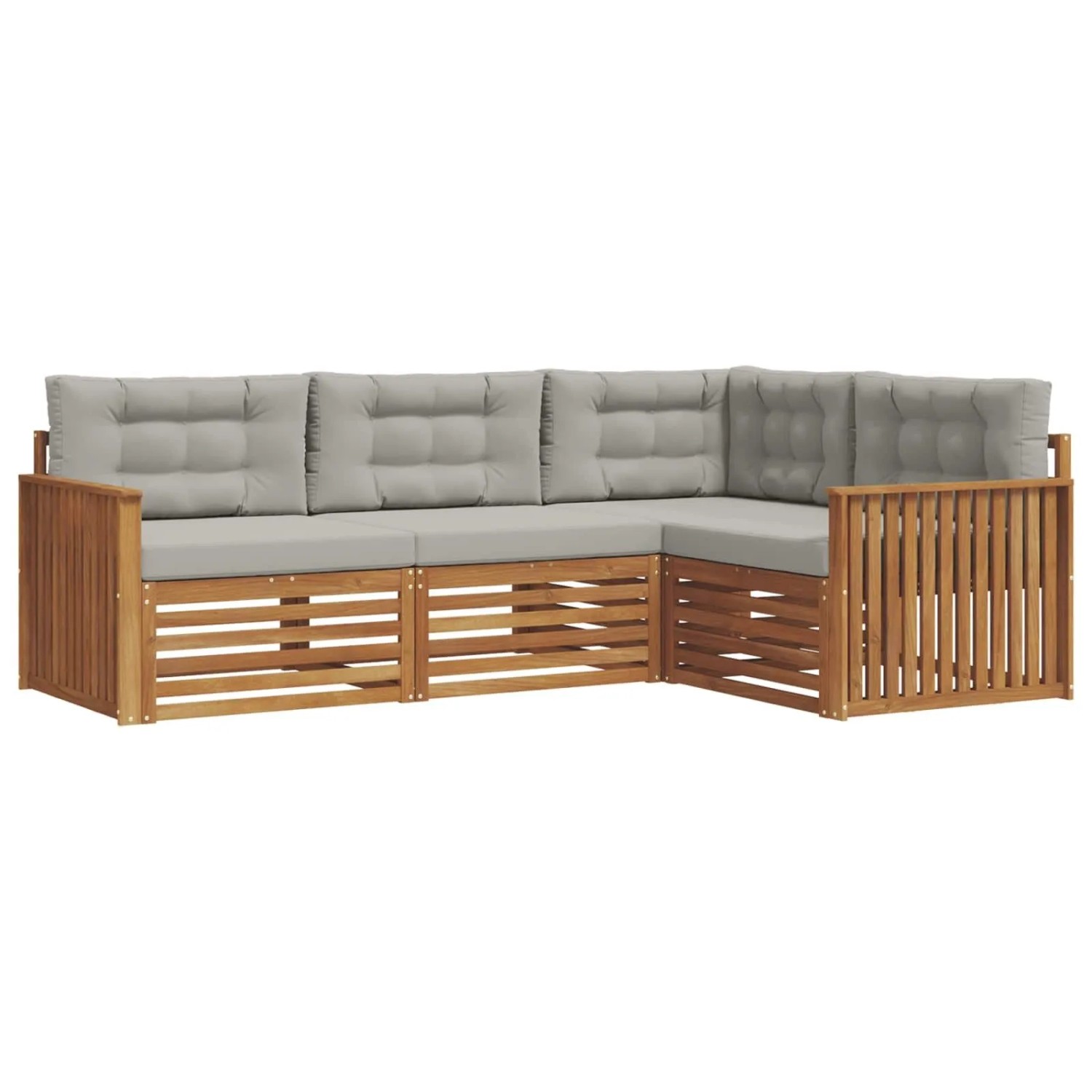 vidaXL Outdoor-Sofagarnitur mit Kissen 13-Tlg Natur und Hellgrau 3373376