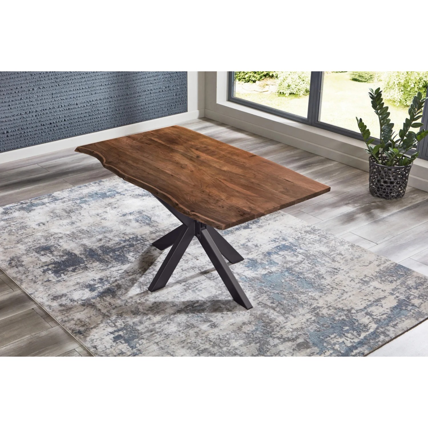 Tischplatte Akazie Nussbaum, Baumkante, 120x80 cm, Massivholz Tisch für Esszimmer oder Küche.