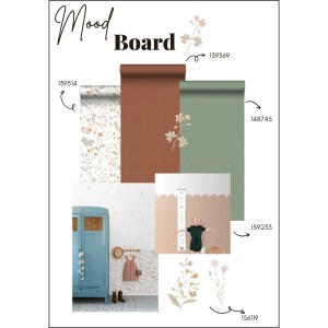 ESTAhome Wandtattoo Feldblumen Multicolor, Moodboard mit Wandgestaltungsideen.