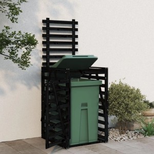 DELUKE 1er Mülltonnenbox Kiefernholz BOUMI 84x90x128,5cm Schwarz Mülltonnenverkleidung Für 1 Tonne Müllbox Aus Holz