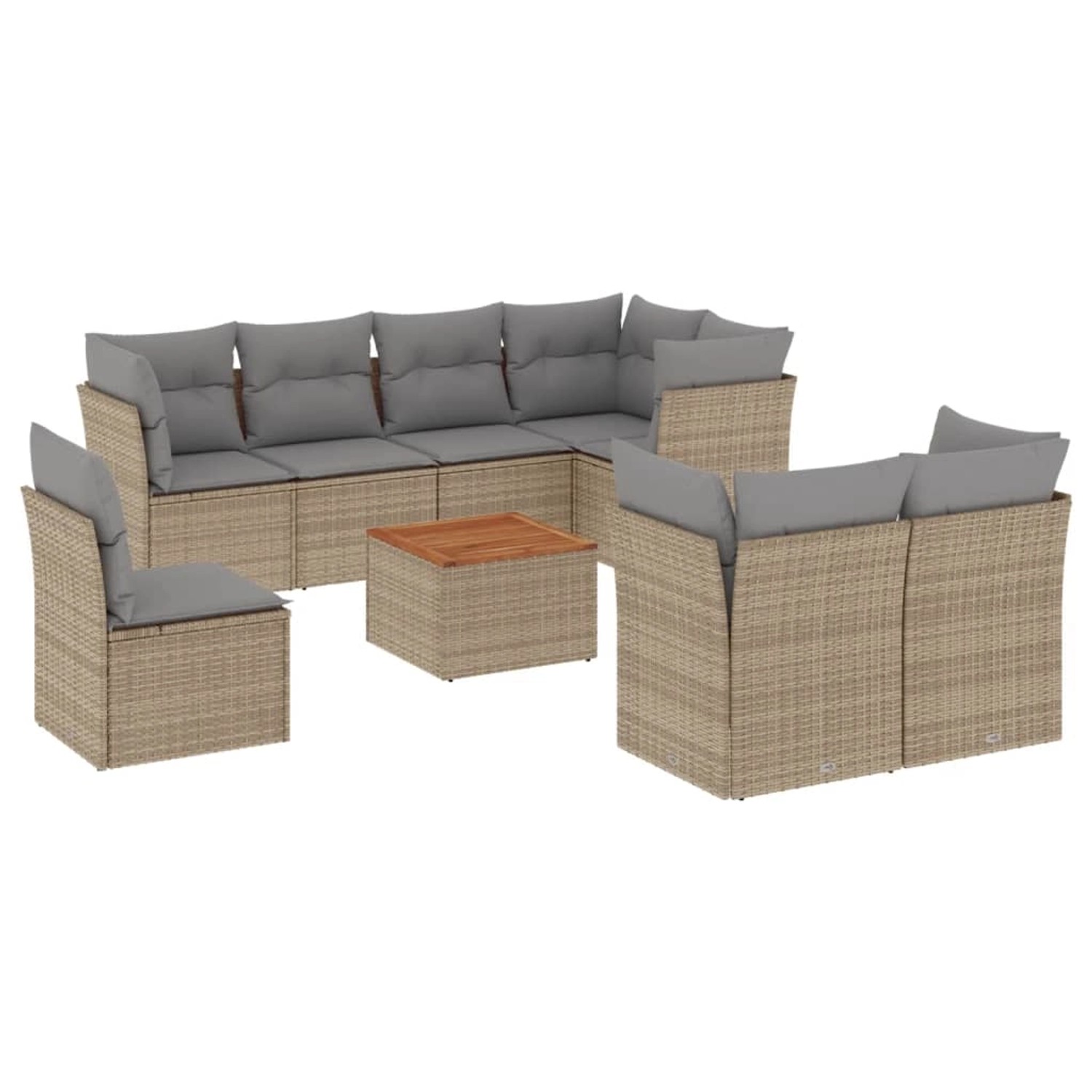 vidaXL 9-Tlg Garten-Sofagarnitur mit Kissen Beige Poly Rattan 3256073 günstig online kaufen