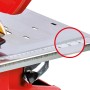 Detailaufnahme: Edelstahltisch mit Winkelskala der Einhell Fliesenschneidmaschine TC-TC 800.