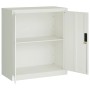 Hellgrauer vidaXL Aktenschrank aus Stahl, 79x40x90 cm, mit offenen Türen und einem Regal.