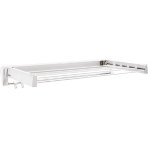 Artweger Wandwäschetrockner ArtDry 70 cm, weiß, mit versenkbaren Stahlstäben und Handtuchhaken.