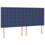 Blaues vidaXL Boxspringbett Kopfteil mit Stoffbezug und Knopfheftung, Holzfüße.