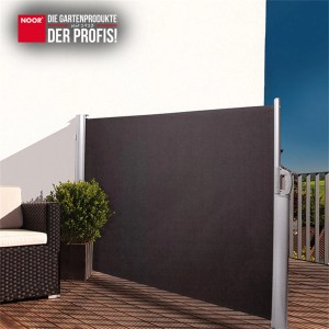Noor Seitenmarkise Exklusiv, 120x350 cm, Anthrazit, als Wind- und Sichtschutz auf Terrasse.