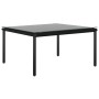 Schwarzer vidaXL Gartentisch mit Glasplatte, Teil des 6-tlg. Lounge-Sets.