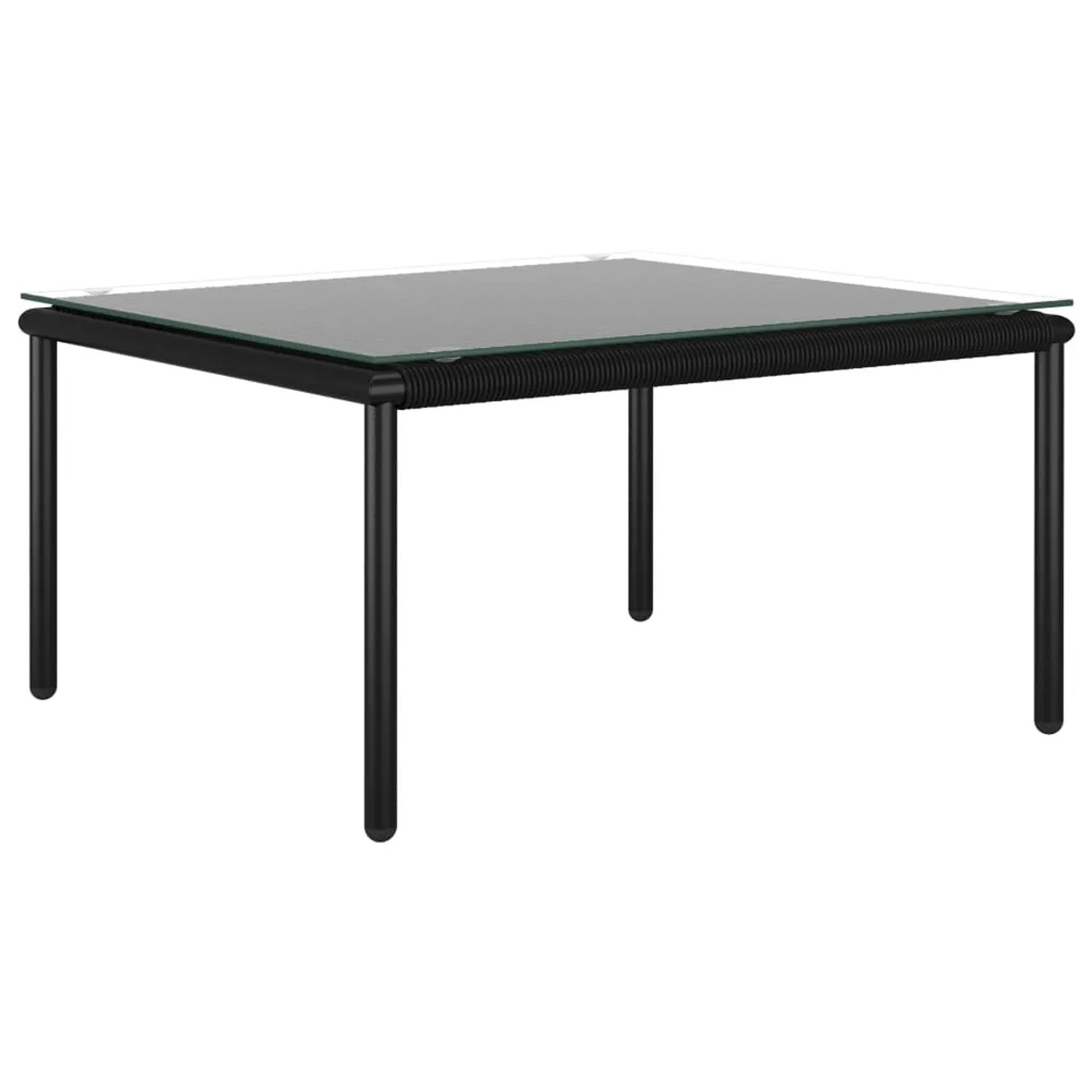 Schwarzer vidaXL Gartentisch mit Glasplatte, Teil des 6-tlg. Lounge-Sets.