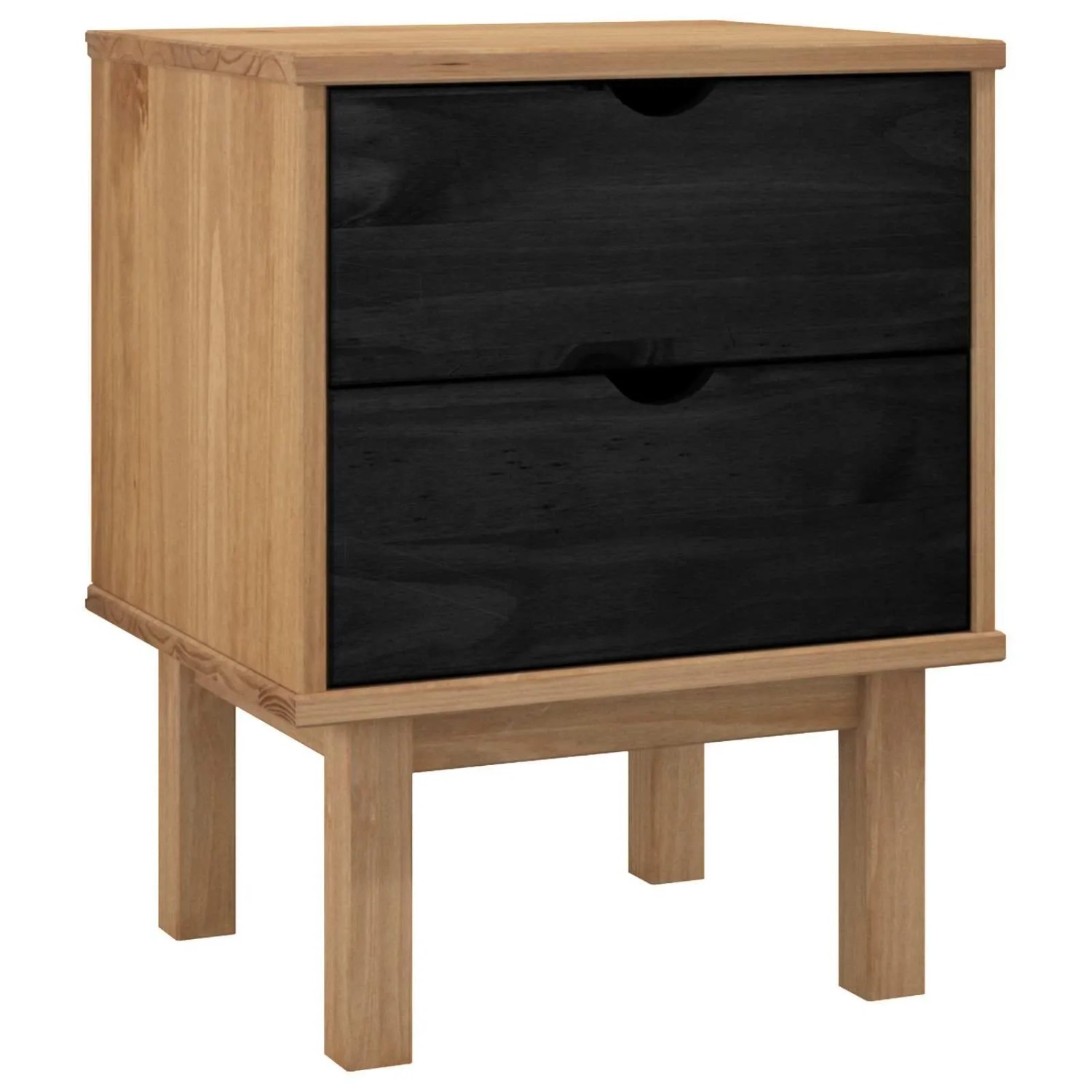 vidaXL Nachttisch OTTA Schwarz 45 x 39 x 57 cm Massives Kiefernholz 42041748