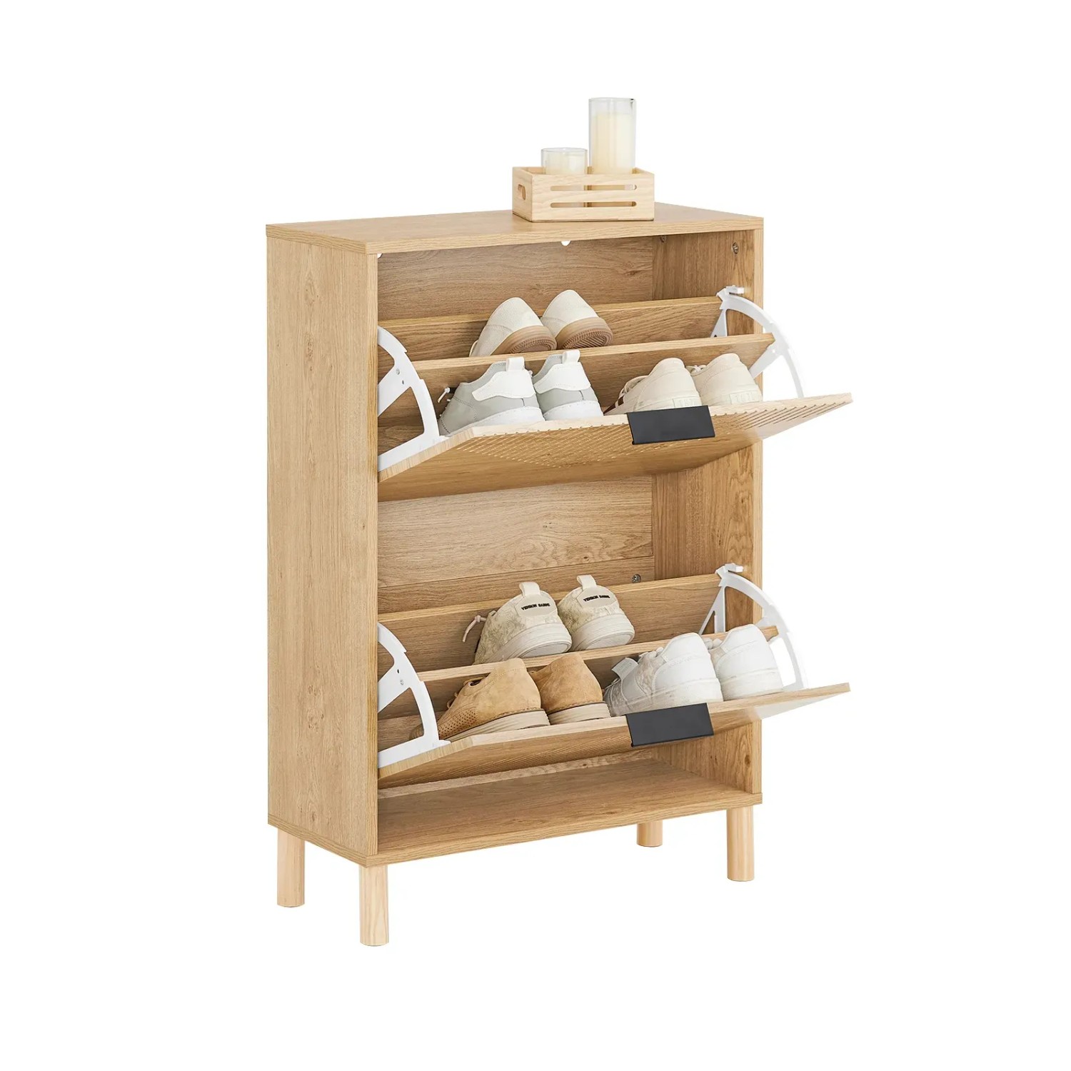 SoBuy Schuhschrank Schmal mit 2 Klappen Schuhregal Schuhkommode 60x88x24cm FSR200-N