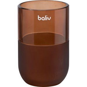 Bernsteinfarbene baliv Seifenschale Retro Futures aus Glas, teilmattiert.