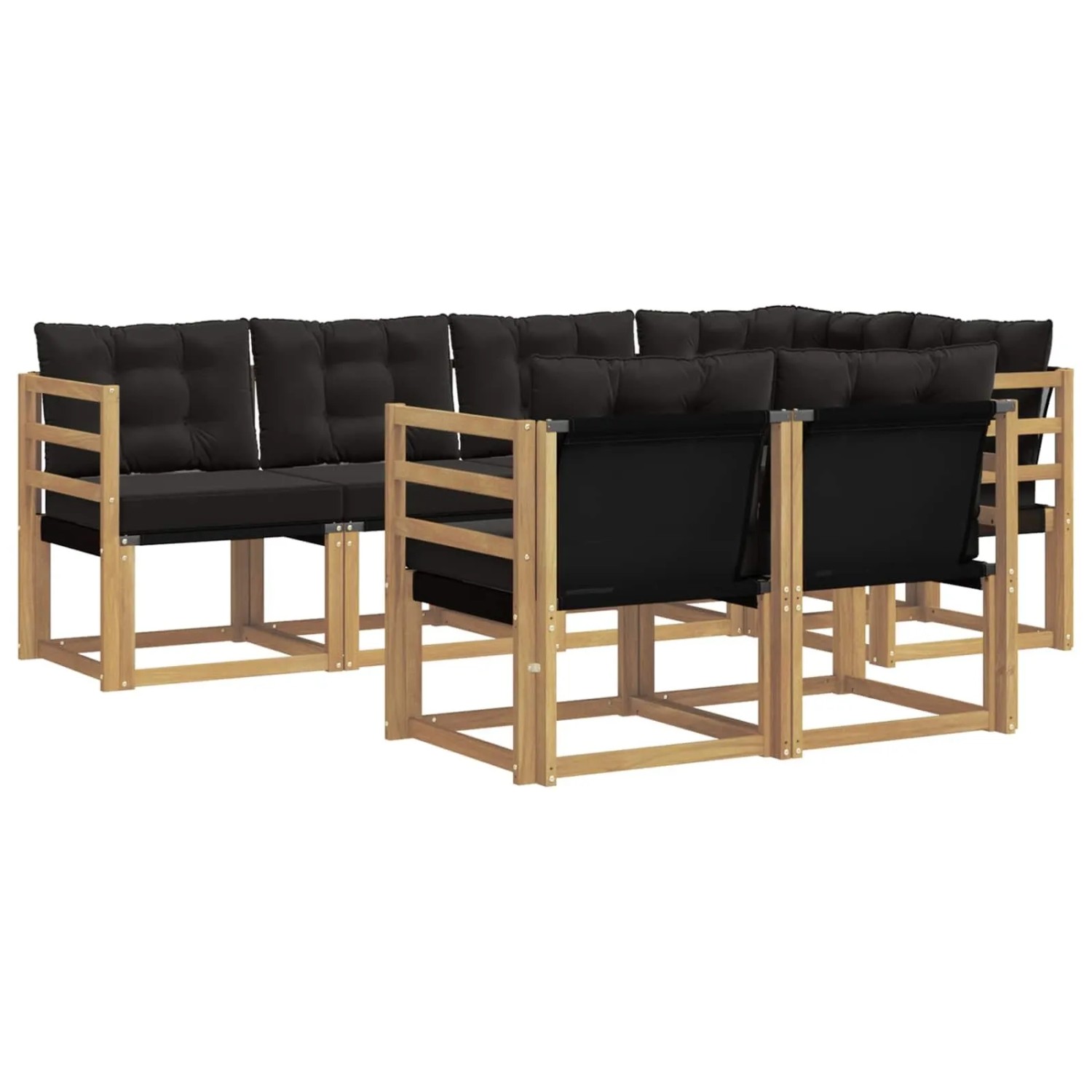 vidaXL Outdoor-Sofagarnitur mit Kissen 7-Tlg Weiß und Schwarz 3389562