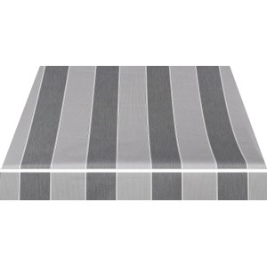 Gestreifte, graue Gelenkarmmarkise Star Fix, 400x300 cm, für Terrasse & Balkon.