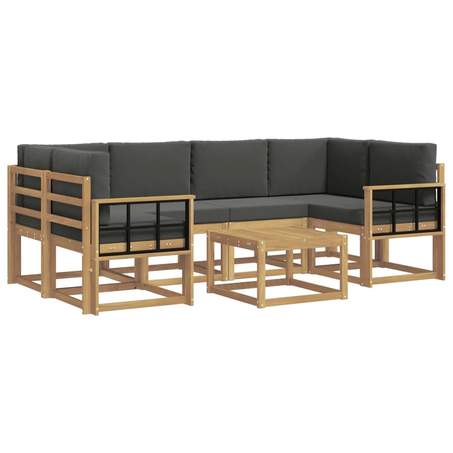 vidaXL Outdoor-Sofagarnitur mit Kissen 7-Tlg Weiß und Anthrazit 3387326