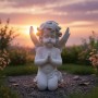 Relaxdays Grabengel Polyresin Creme Frostbeständig 36 cm x 22,5 cm x 18 cm_5
