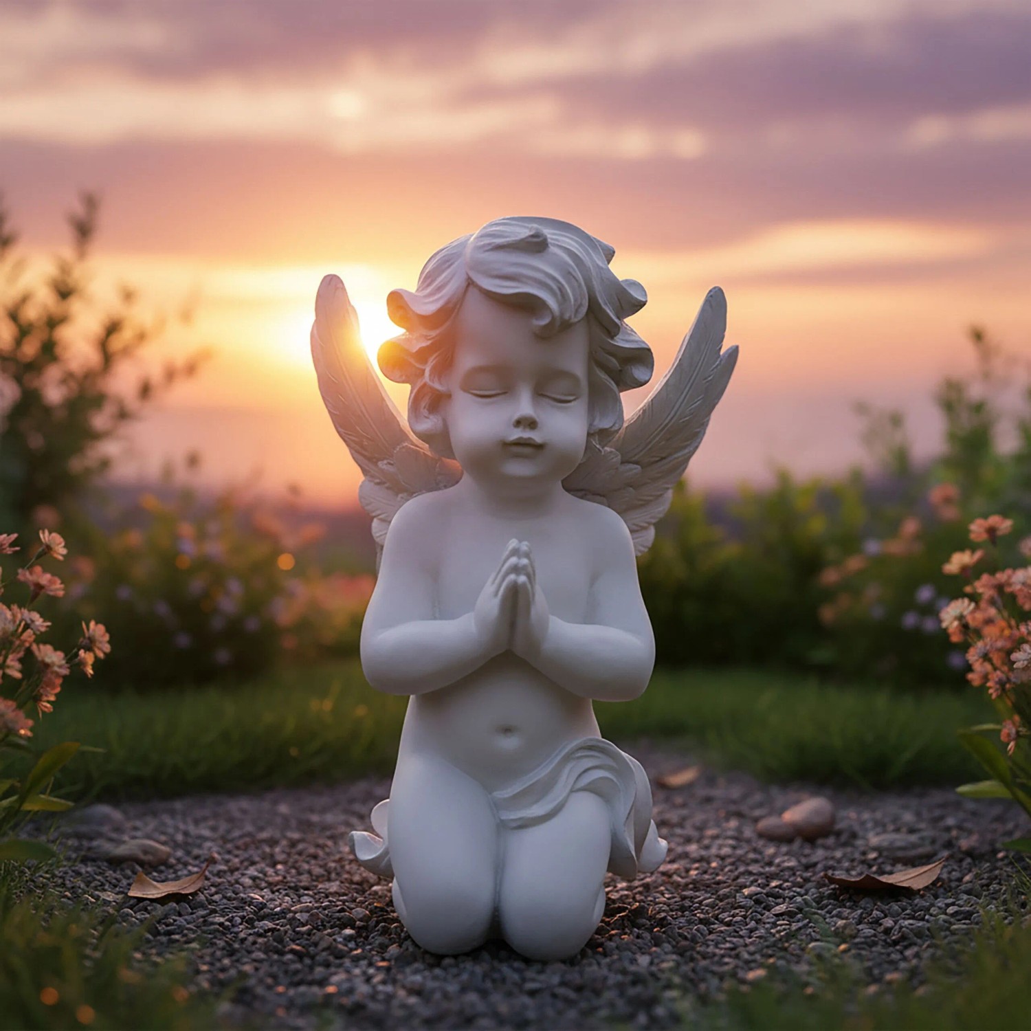 Relaxdays Grabengel Polyresin Creme Frostbeständig 36 cm x 22,5 cm x 18 cm_5