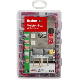 Fischer Meister-Box Wohnraum, 132-teiliges Dübelset in transparenter Kunststoffbox.
