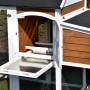 Detailansicht Hühnerstall XL mit Freigehege, Nestbox zur einfachen Entnahme der Eier.