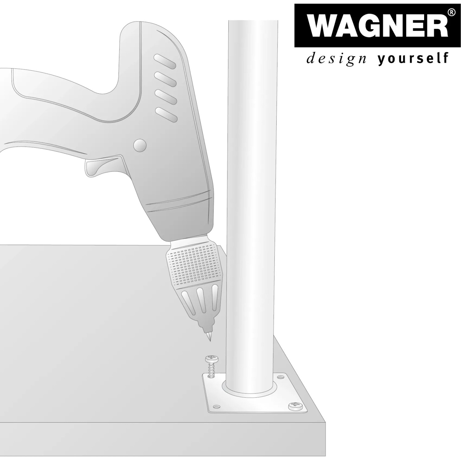 Montage des justierbaren Wagner Möbelbein Telescope (60-90cm, Alu) mit Schraube.
