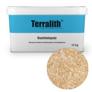 Terralith Buntsteinputz Mosaikputz, 2mm, 15kg, weiß-gelb. Dekorativer Wandputz für Innen & Außen.