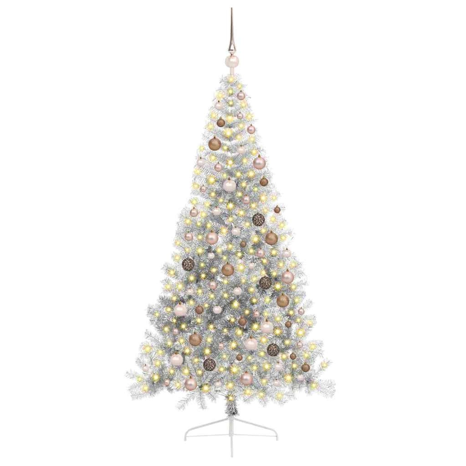 vidaXL Künstlicher Vorbeleuchteter Weihnachtsbaum Silber 210 cm PET 3397217