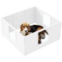 PawHut Wurfkiste aus Kiefernholz, weiß, mit Hündin und Welpen. Käfigzubehör für Hunde.