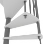 Detailaufnahme: Weiße Minka Spindeltreppe Spiral Smart mit grauen Metallelementen.