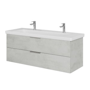 Steinkamp Waschtischunterschrank Living 2.0 Oxid Hellgrau mit Villeroy&Boch Waschtisch Subway 3.0, 130 cm.