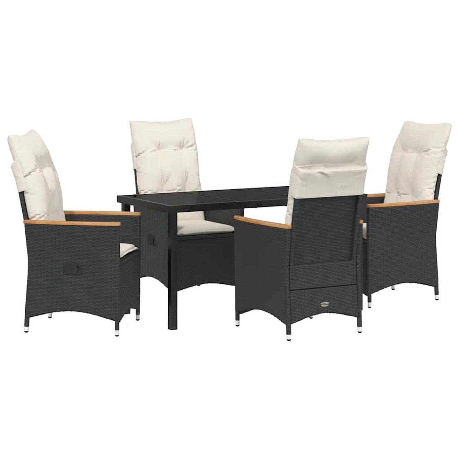 vidaXL Garten Essgruppe mit Kissen 5-Tlg Schwarz Poly Rattan 3379606 günstig online kaufen