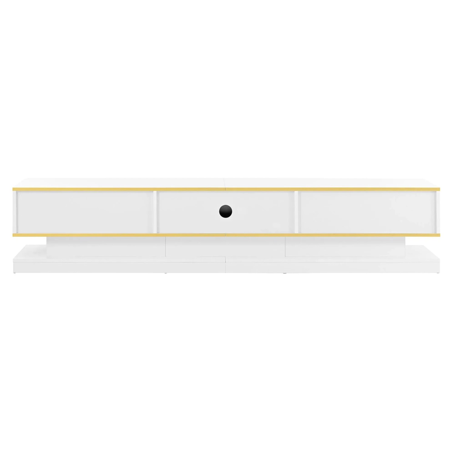 ModernLuxe TV Lowboard Hochglanz mit 3 Schubladen Spanplatte Weiß