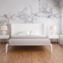 Fototapete Marmor Weiß Grau im Schlafzimmer, modernes Design. Wanddeko mit Marmormuster.