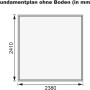 Grundriss Karibu Gartenhaus Neuenburg 4, 238x240 cm, ohne Boden.