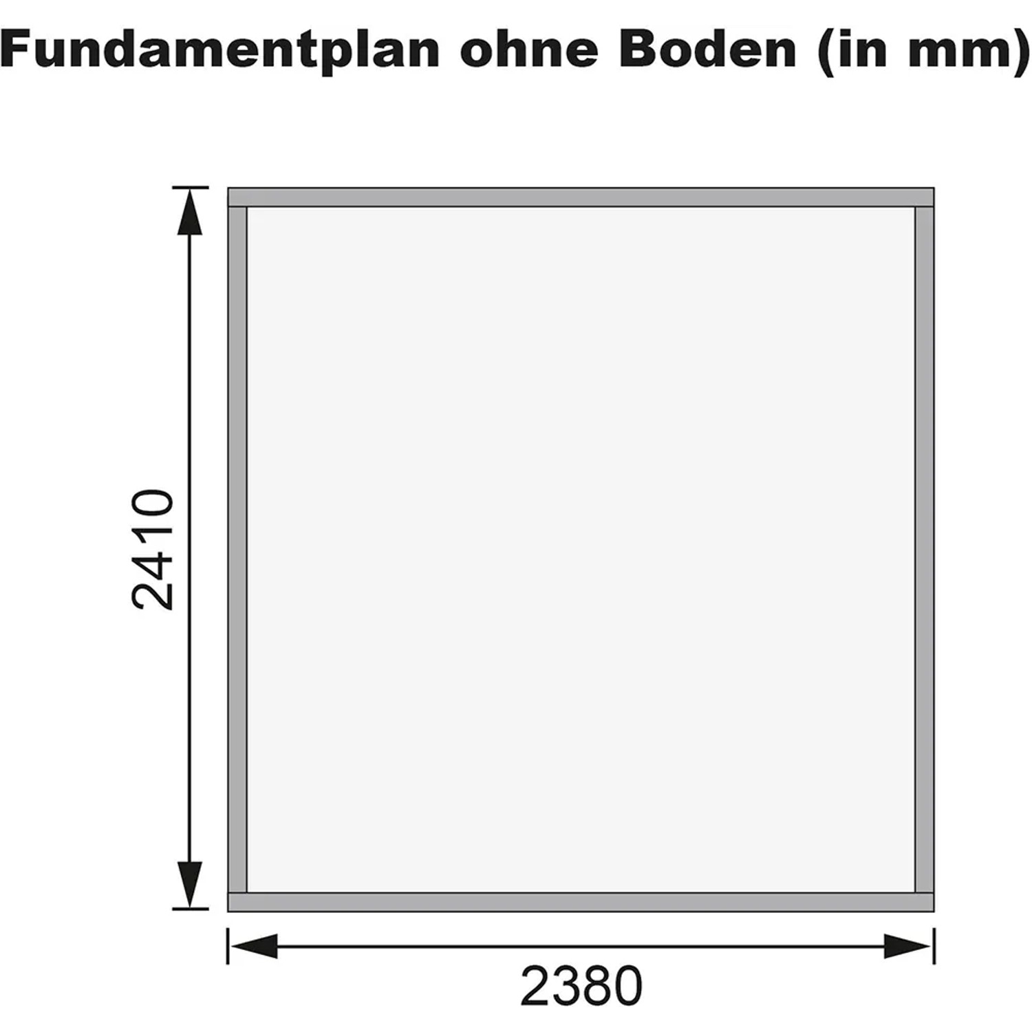 Grundriss Karibu Gartenhaus Neuenburg 4, 238x240 cm, ohne Boden.