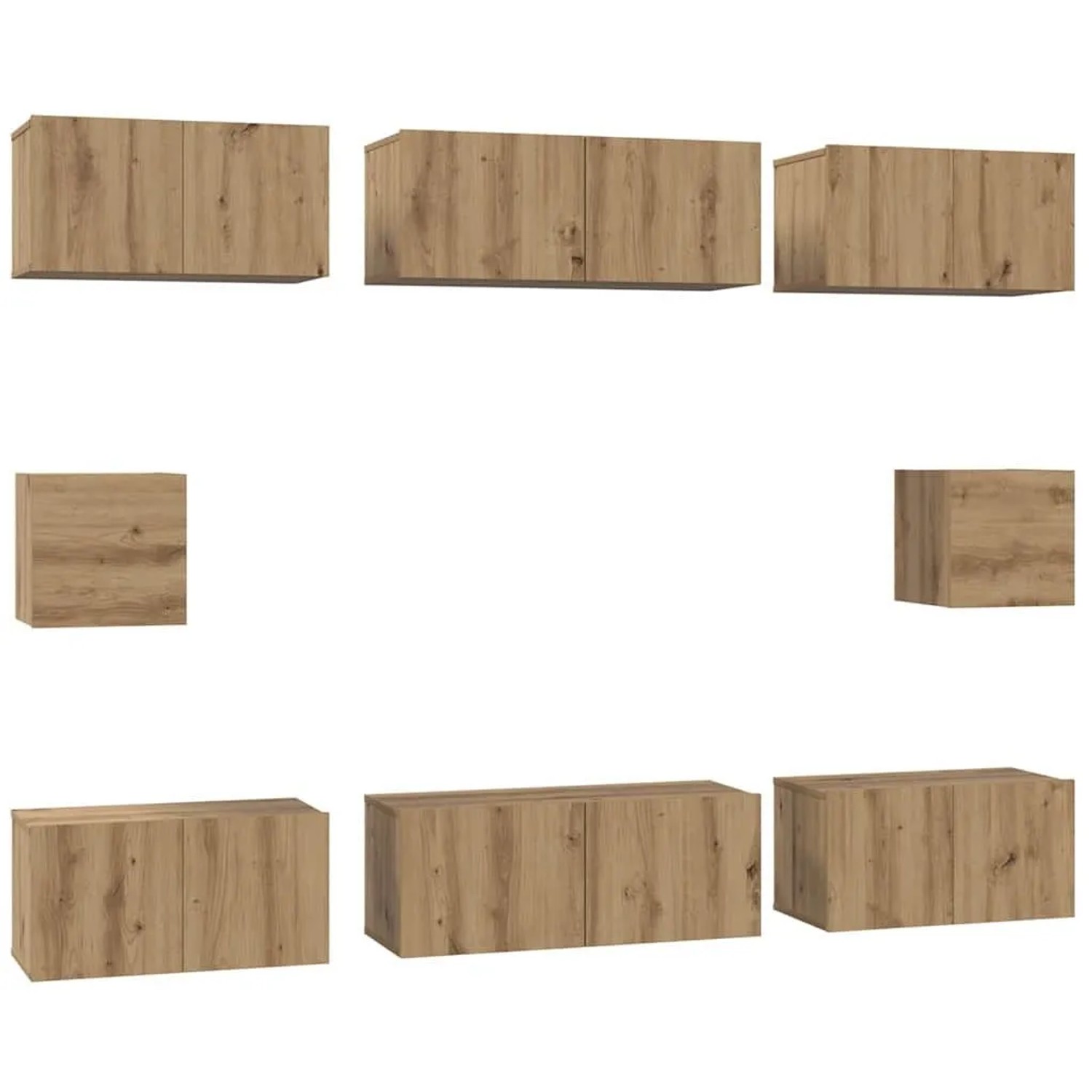 vidaXL TV-Schrankset Wandmontiert 8-Tlg Artisan-Eiche Holzwerkstoff 3393167