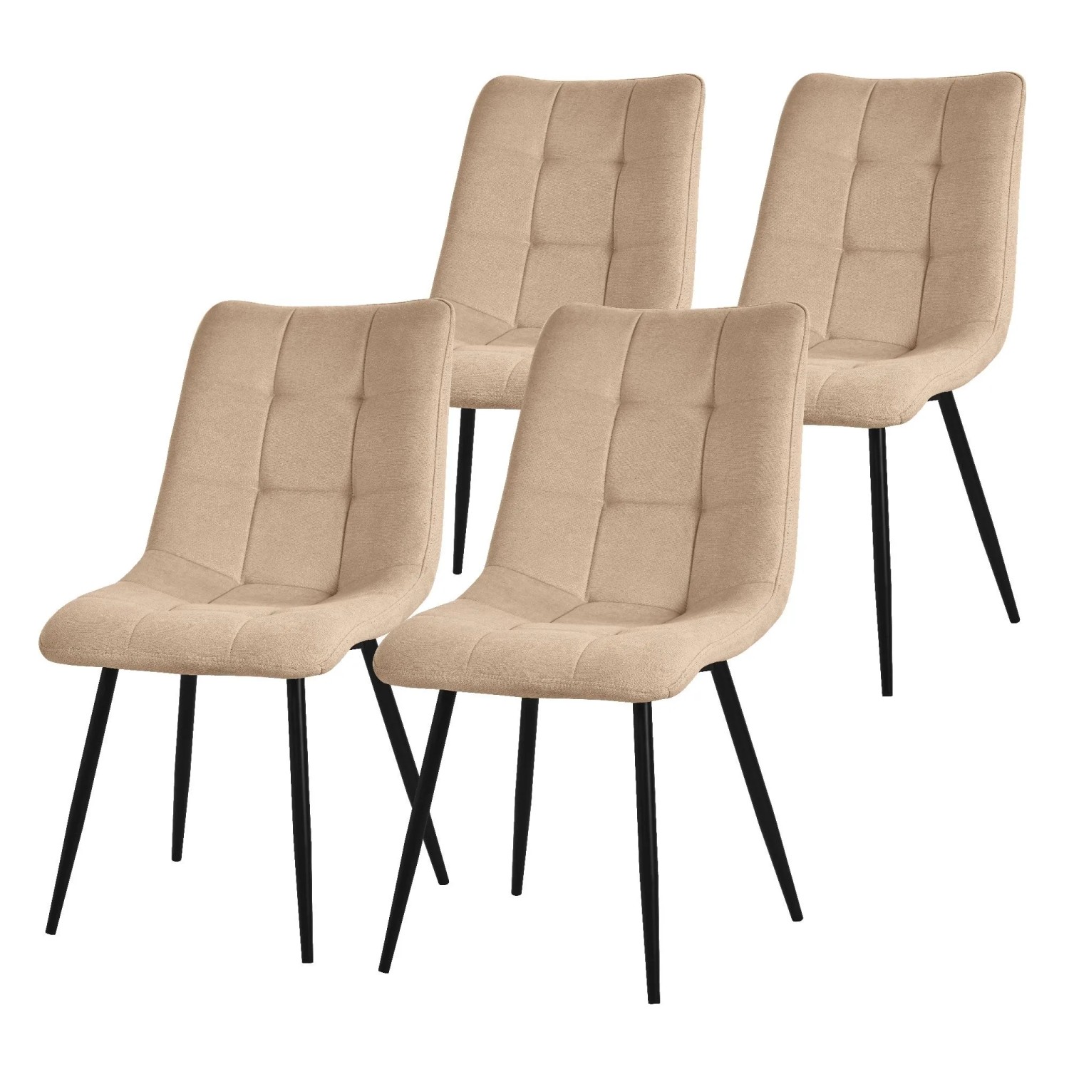 ML-Design Esszimmerstühle 4Er Set Hellbraun Stoffbezug Metallbeinen